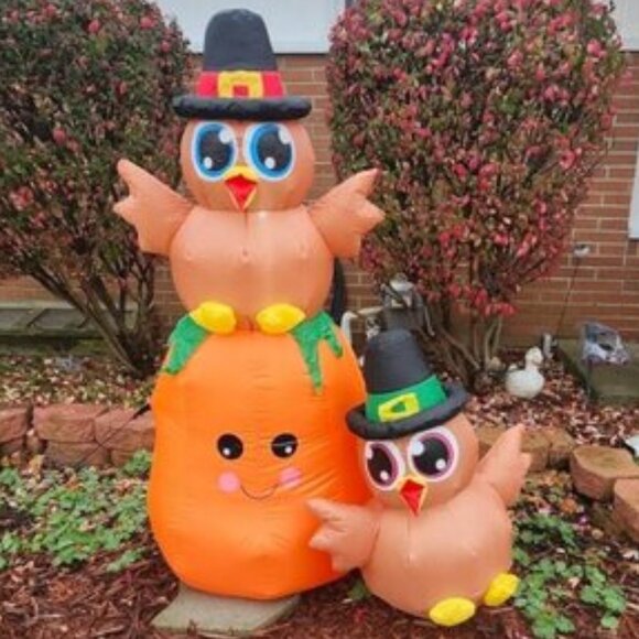 🆕5FT Christmas Inflatable Turkey Pumpkin Built-in LED Light Outdoor Decoration - Picture 2 of 8